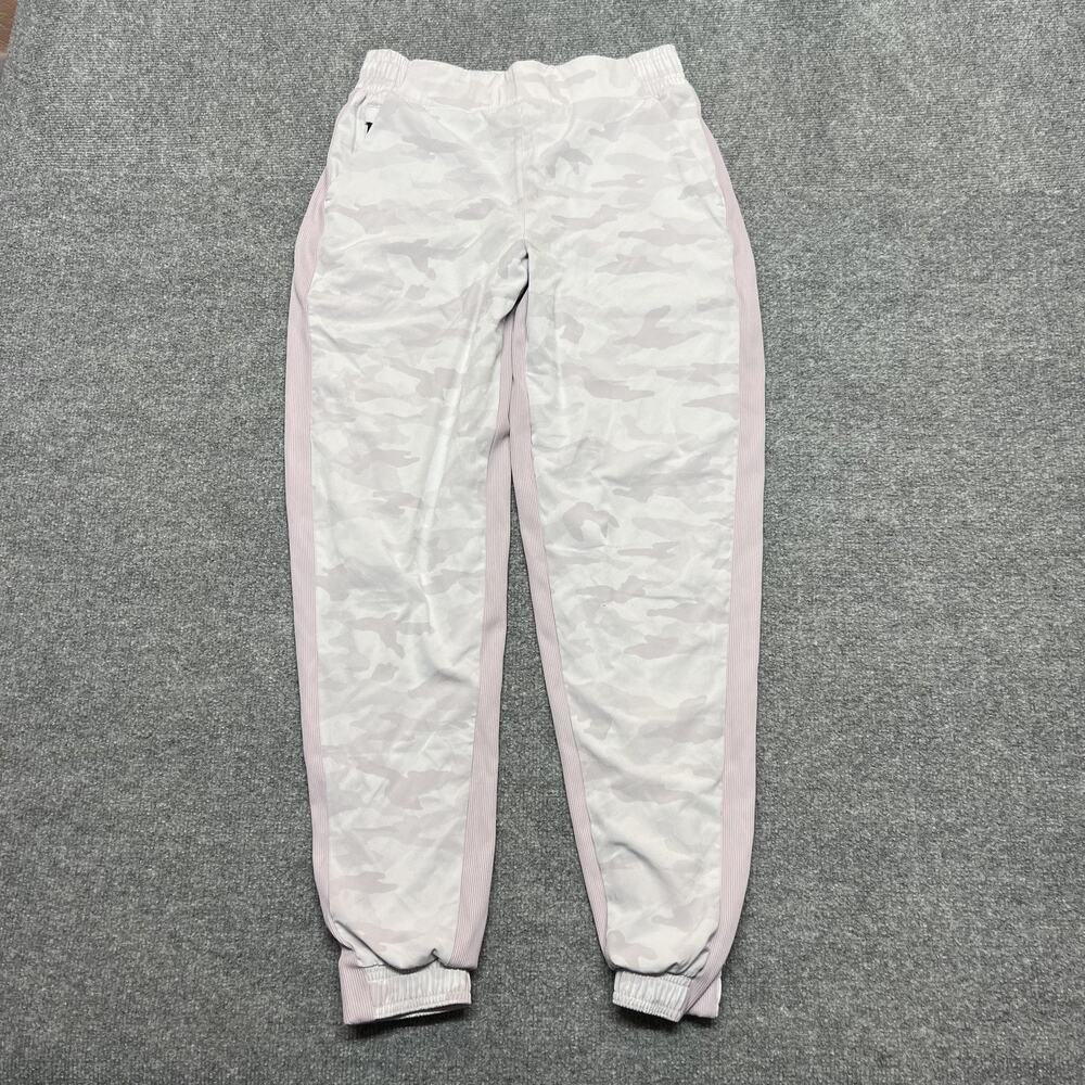Athleta Jogger Pants Womens 2 White Camo Brooklyn Side Stripe Stretch Athletic